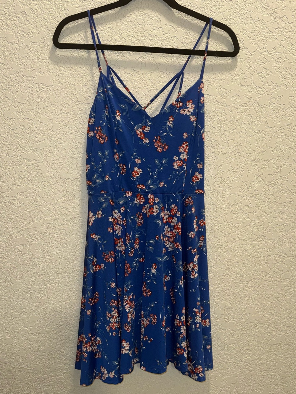 Blue Floral Spaghetti Strap Summer Dress Size Medium